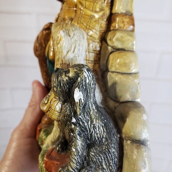 Vintage Made in Congleton England Chalkware Tramp with Dogs Wall Hanging Decor - Picture 9 of 12